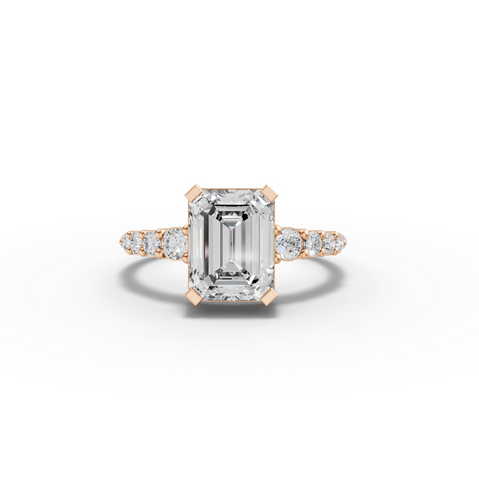 2.24 Ct Emerald Lab Grown Diamond Tapered Side Stone Ring