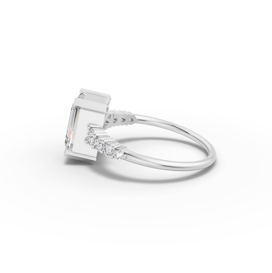 2.24 Ct Emerald Lab Grown Diamond Tapered Side Stone Ring