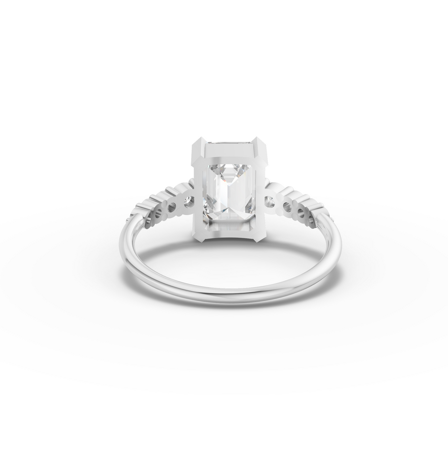 2.24 Ct Emerald Lab Grown Diamond Tapered Side Stone Ring
