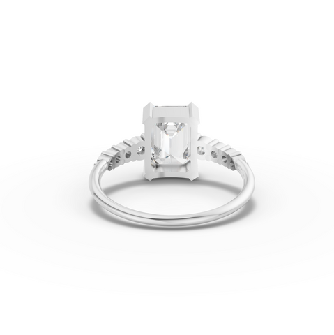 2.24 Ct Emerald Lab Grown Diamond Tapered Side Stone Ring