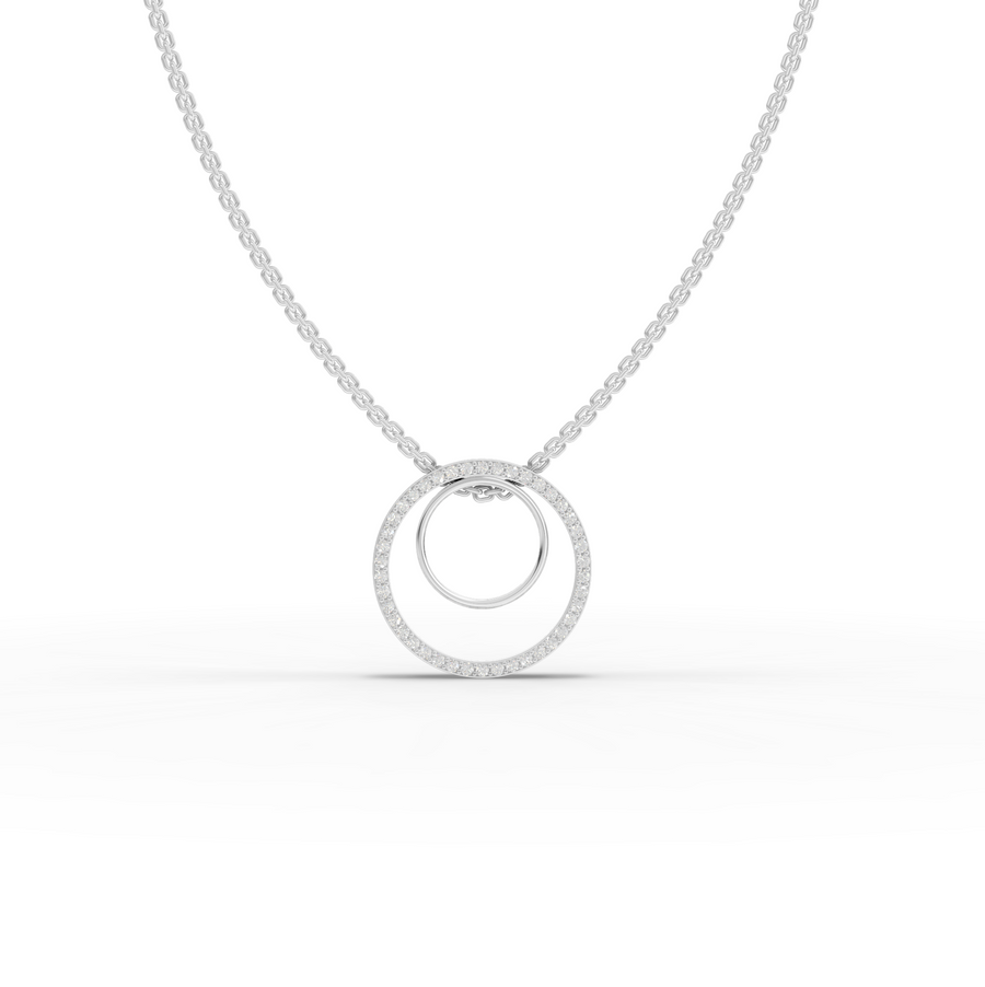 0.27 Ct Double Circle Pavé Lab Grown Diamond Pendant Necklace