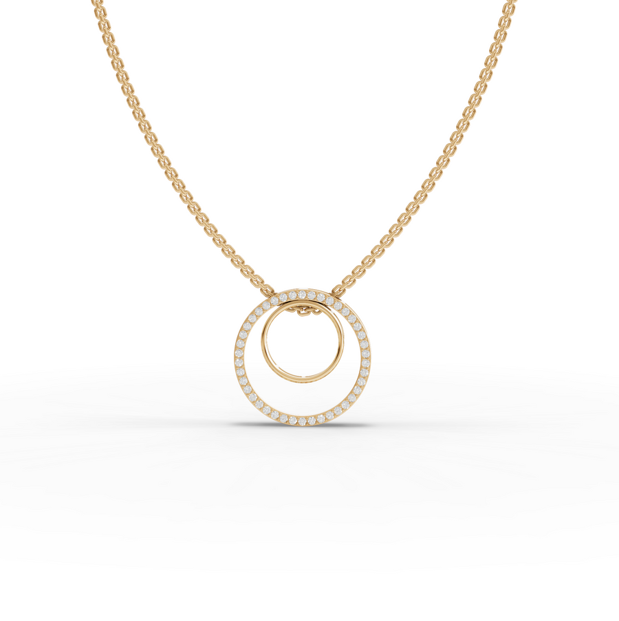0.27 Ct Double Circle Pavé Lab Grown Diamond Pendant Necklace