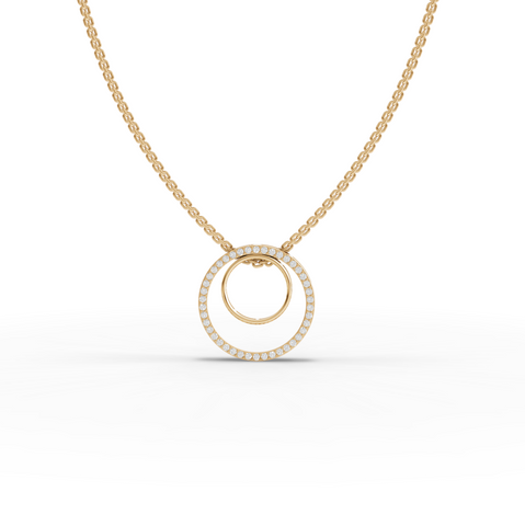 0.27 Ct Double Circle Pavé Lab Grown Diamond Pendant Necklace