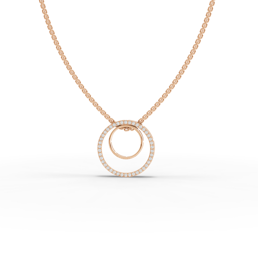 0.27 Ct Double Circle Pavé Lab Grown Diamond Pendant Necklace