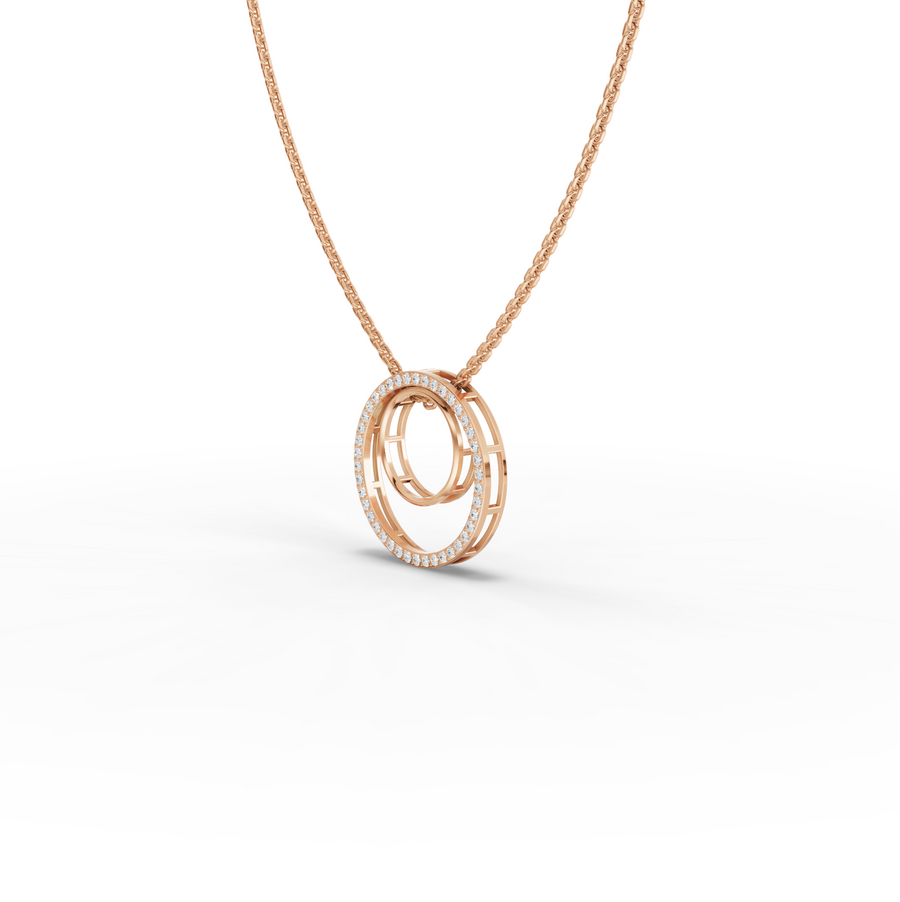 0.27 Ct Double Circle Pavé Lab Grown Diamond Pendant Necklace
