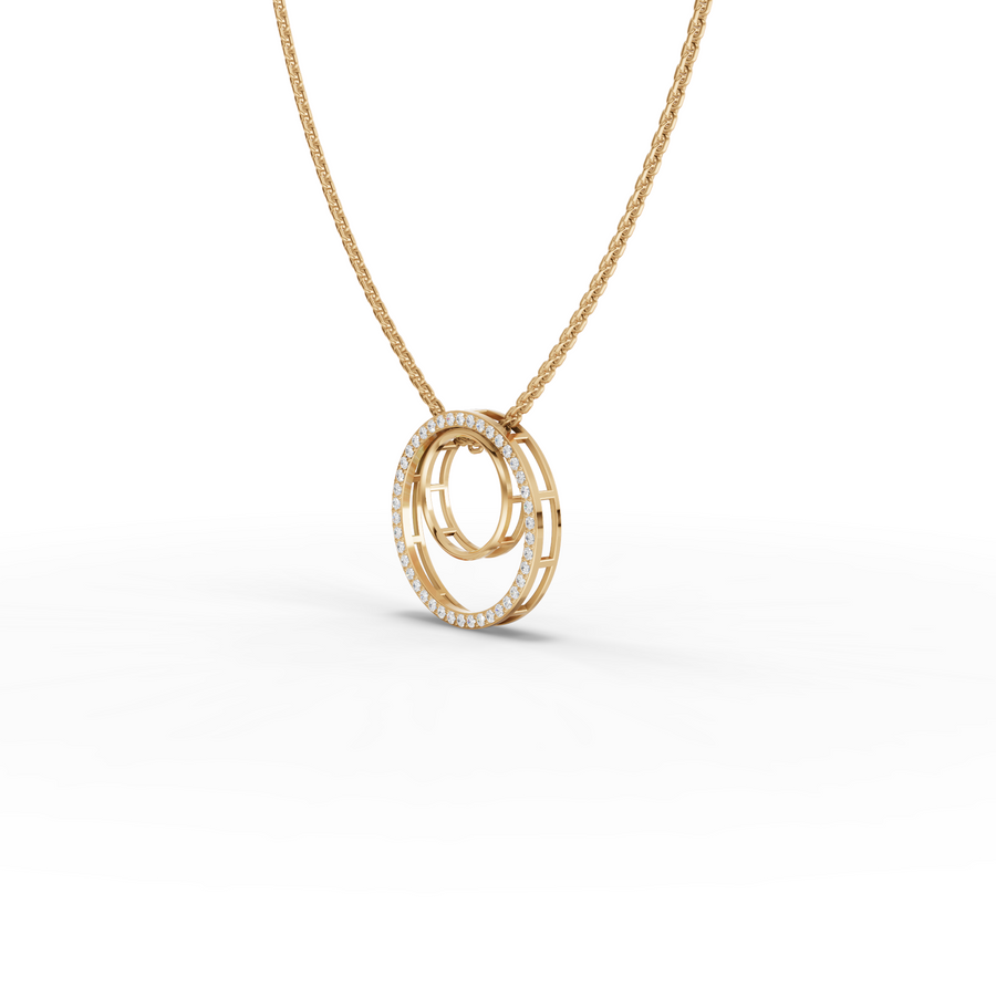 0.27 Ct Double Circle Pavé Lab Grown Diamond Pendant Necklace