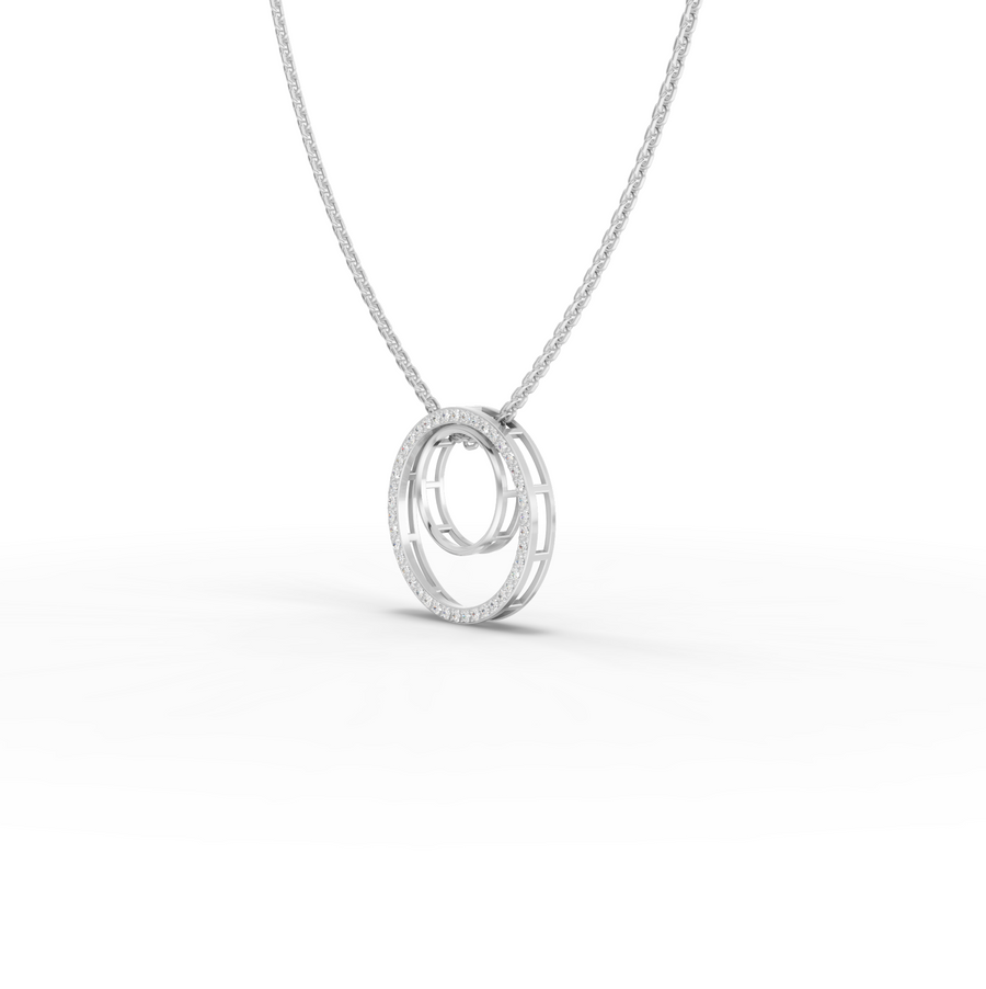 0.27 Ct Double Circle Pavé Lab Grown Diamond Pendant Necklace