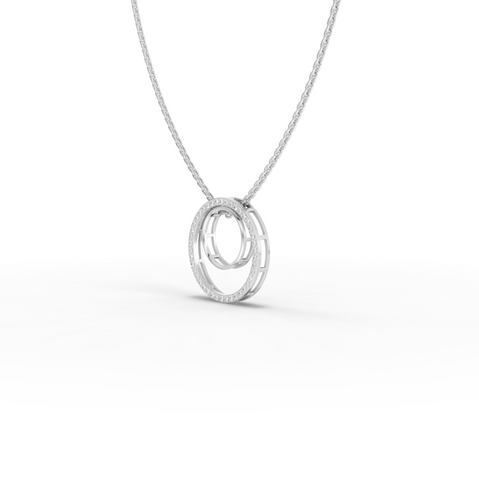 0.27 Ct Double Circle Pavé Lab Grown Diamond Pendant Necklace