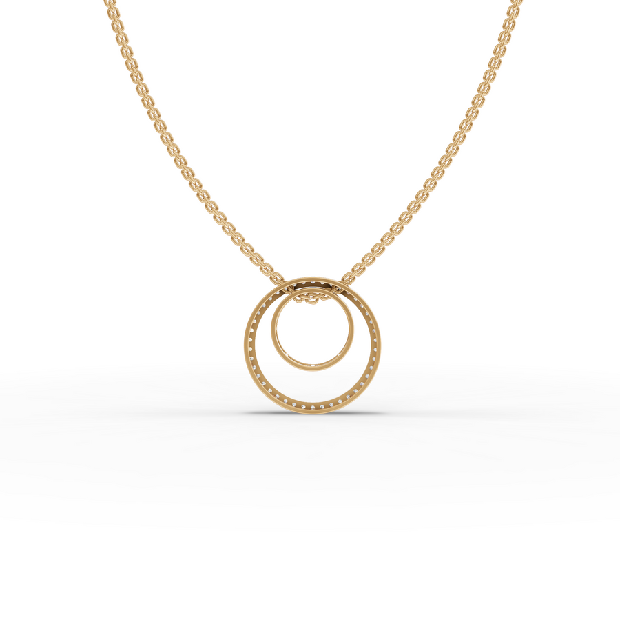 0.27 Ct Double Circle Pavé Lab Grown Diamond Pendant Necklace
