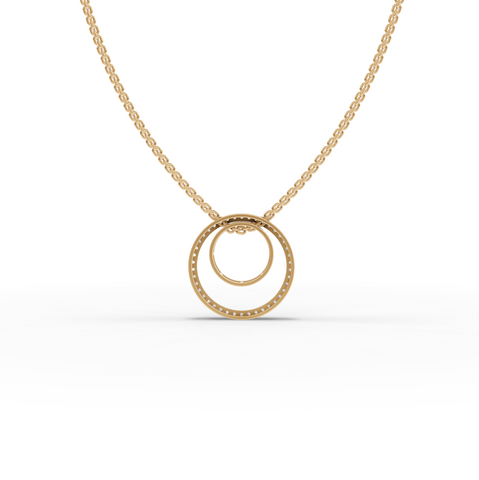 0.27 Ct Double Circle Pavé Lab Grown Diamond Pendant Necklace