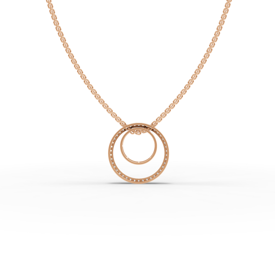 0.27 Ct Double Circle Pavé Lab Grown Diamond Pendant Necklace
