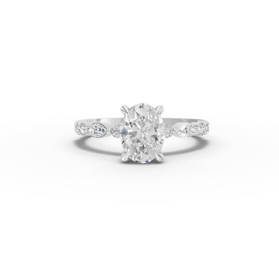 1.31 Ct Oval  Solitaire Accent Lab Grown Diamond Ring