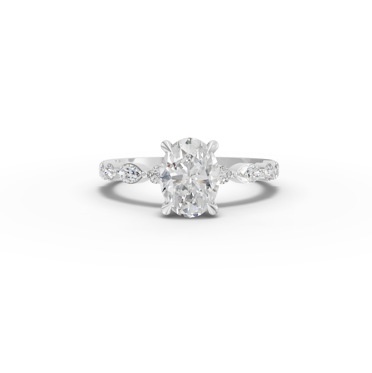 1.31 Ct Oval  Solitaire Accent Lab Grown Diamond Ring