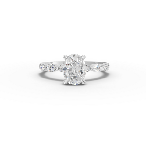 1.31 Ct Oval  Solitaire Accent Lab Grown Diamond Ring