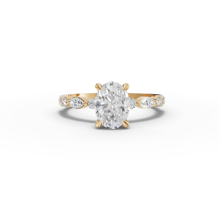 1.31 Ct Oval  Solitaire Accent Lab Grown Diamond Ring