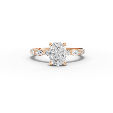 1.31 Ct Oval  Solitaire Accent Lab Grown Diamond Ring