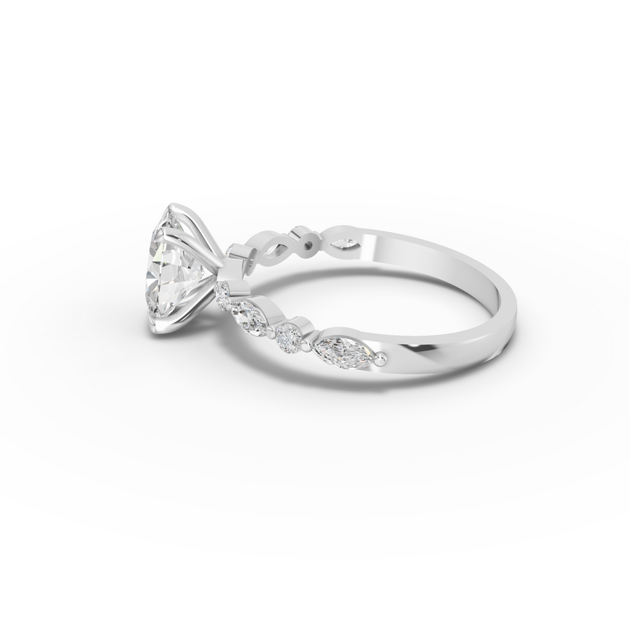 1.31 Ct Oval  Solitaire Accent Lab Grown Diamond Ring