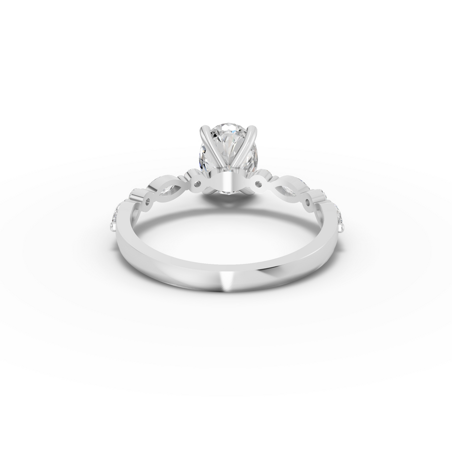 1.31 Ct Oval  Solitaire Accent Lab Grown Diamond Ring