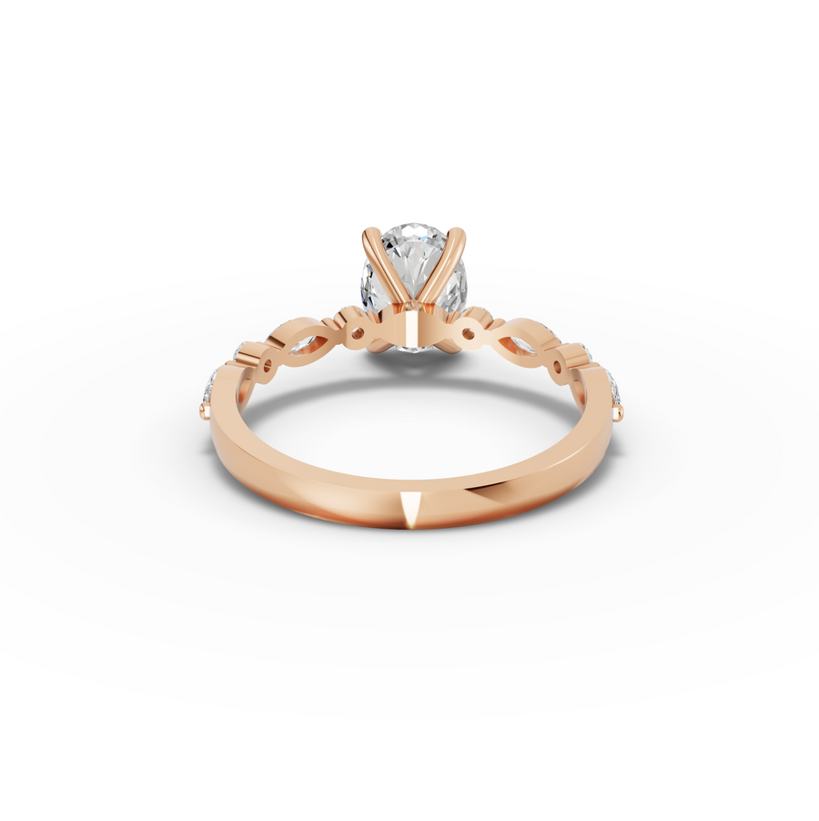 1.31 Ct Oval  Solitaire Accent Lab Grown Diamond Ring
