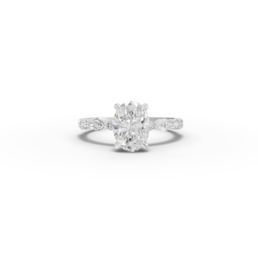 1.81 Ct Oval Lab Grown Diamond Ring with Accent Band