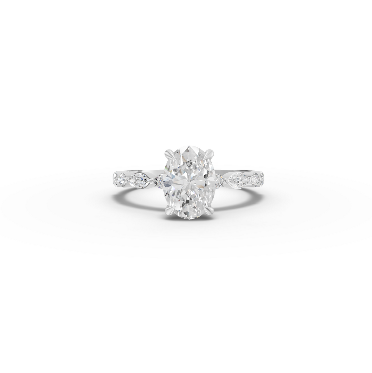1.81 Ct Oval Lab Grown Diamond Ring with Accent Band