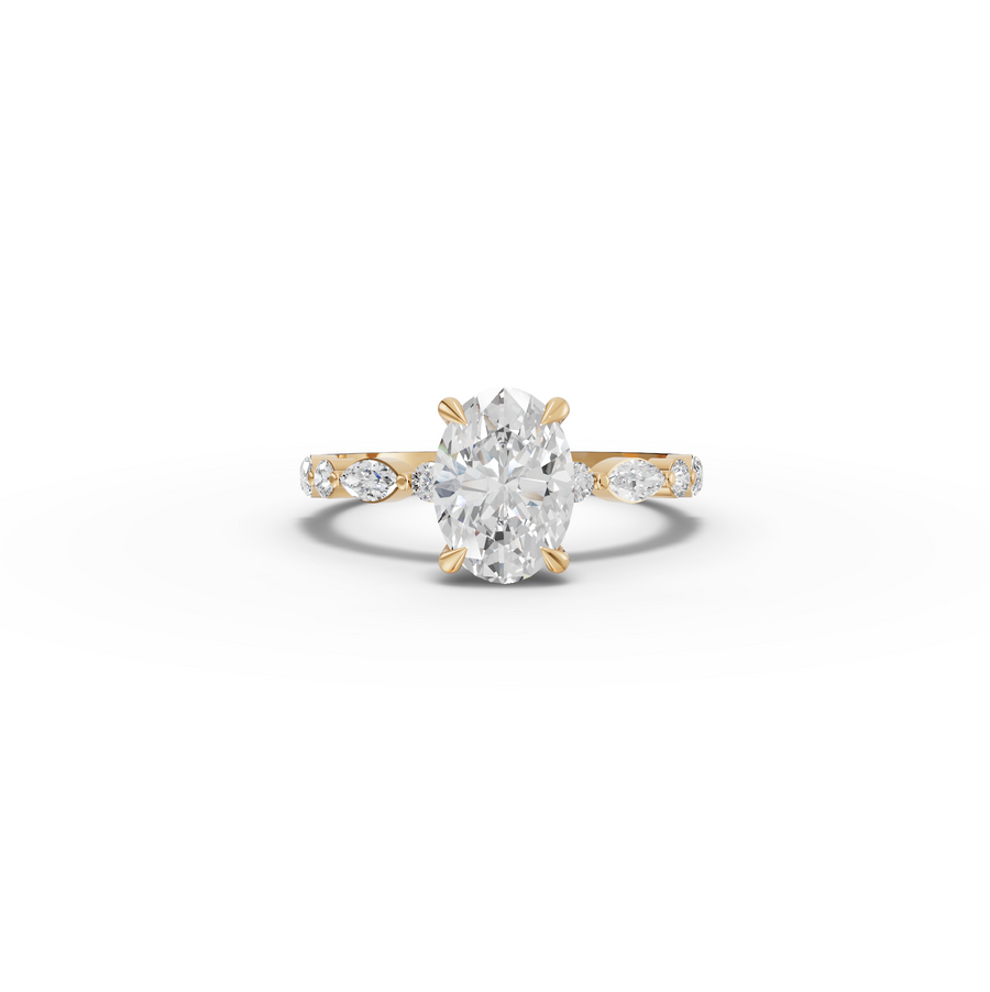 1.81 Ct Oval Lab Grown Diamond Ring with Accent Band