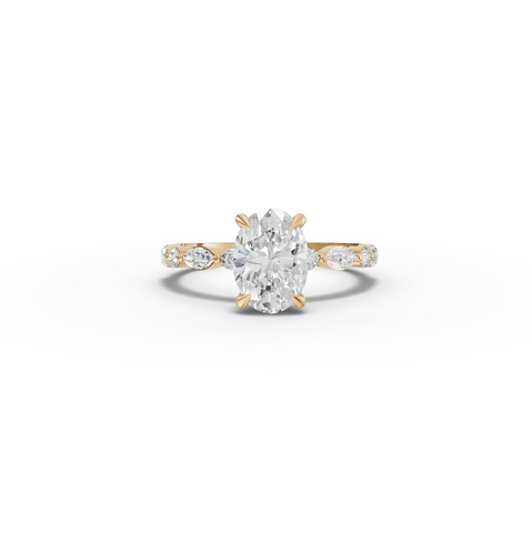 1.81 Ct Oval Lab Grown Diamond Ring with Accent Band