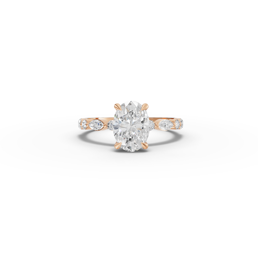 1.81 Ct Oval Lab Grown Diamond Ring with Accent Band