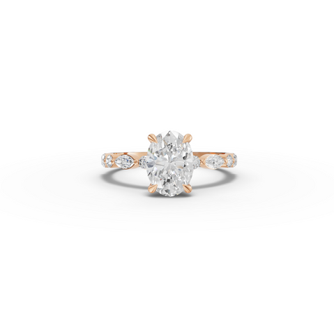 1.81 Ct Oval Lab Grown Diamond Ring with Accent Band