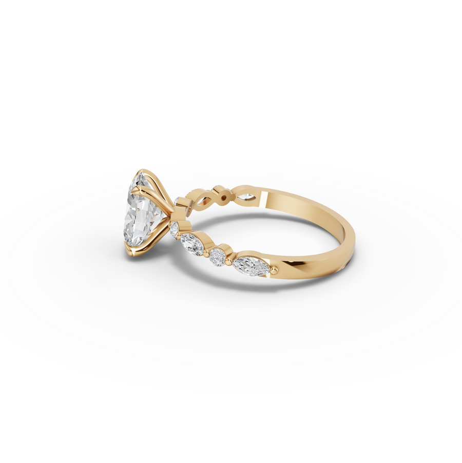 1.81 Ct Oval Lab Grown Diamond Ring with Accent Band