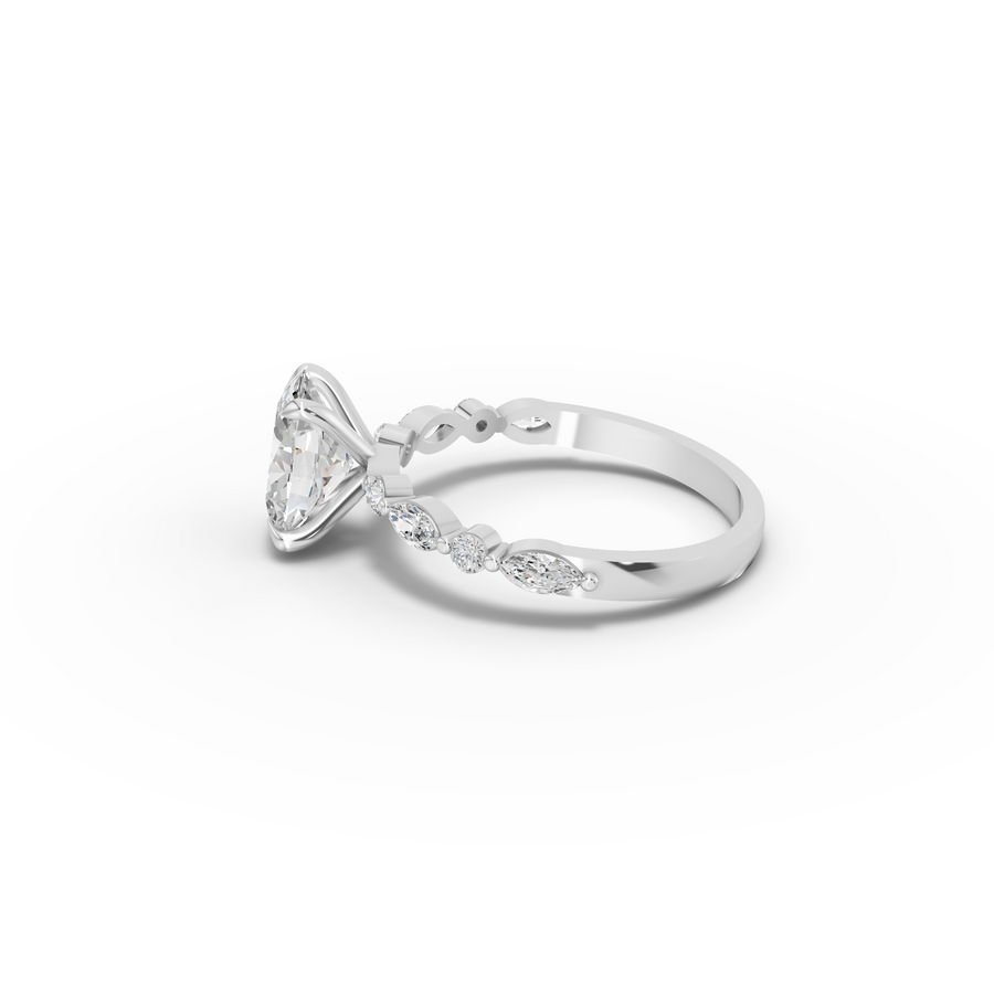 1.81 Ct Oval Lab Grown Diamond Ring with Accent Band