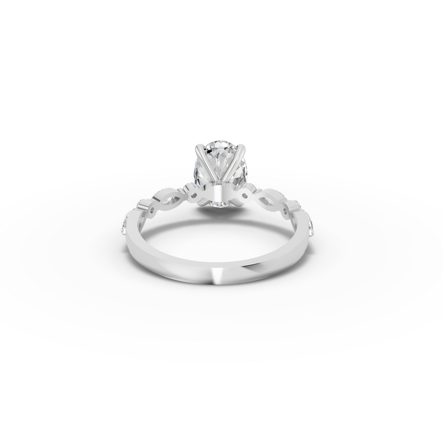 1.81 Ct Oval Lab Grown Diamond Ring with Accent Band