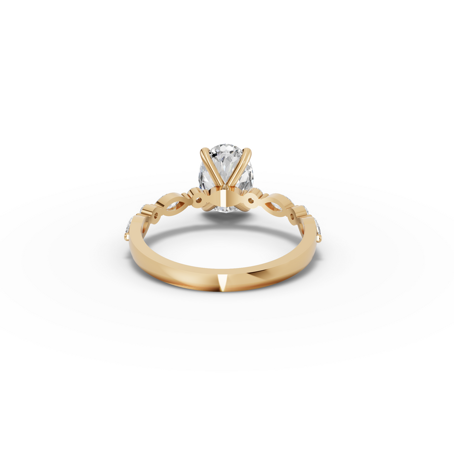 1.81 Ct Oval Lab Grown Diamond Ring with Accent Band