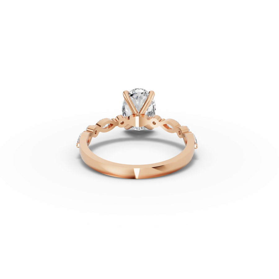 1.81 Ct Oval Lab Grown Diamond Ring with Accent Band