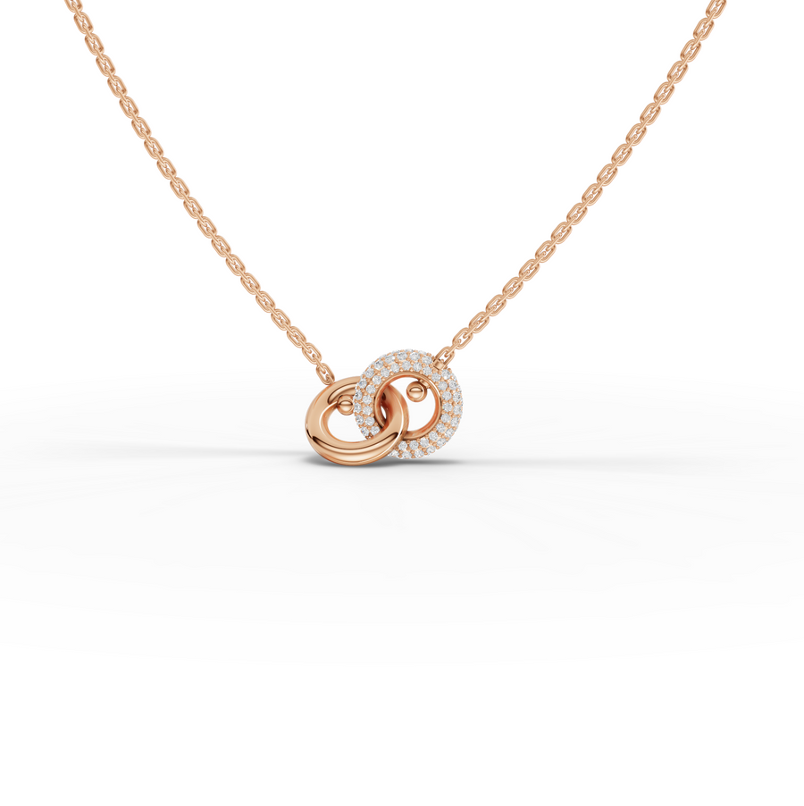 0.28 Ct Interlocking Circle Lab Grown Diamond Pendant Necklace