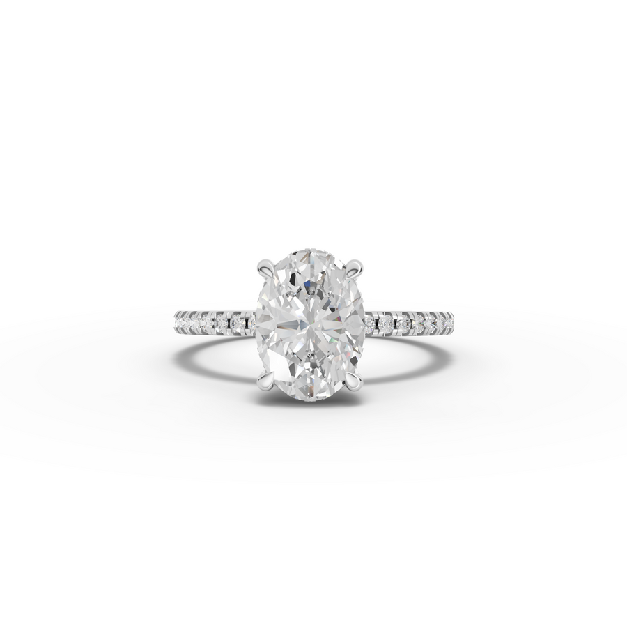 1.67 Ct Oval Solitaire Pavé Lab Grown Diamond Ring