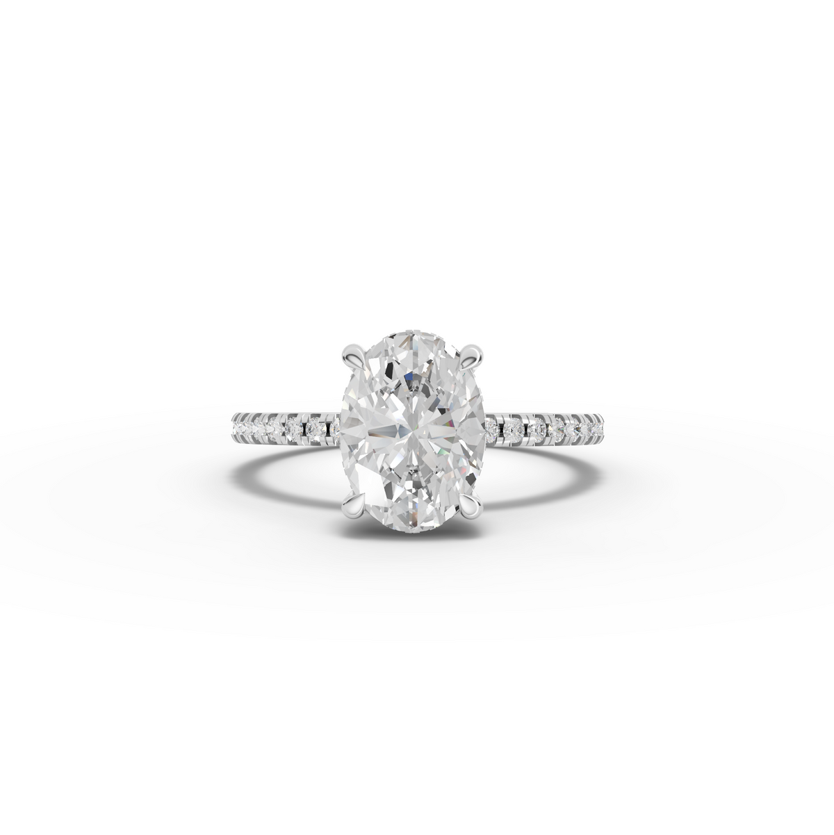 1.67 Ct Oval Solitaire Pavé Lab Grown Diamond Ring