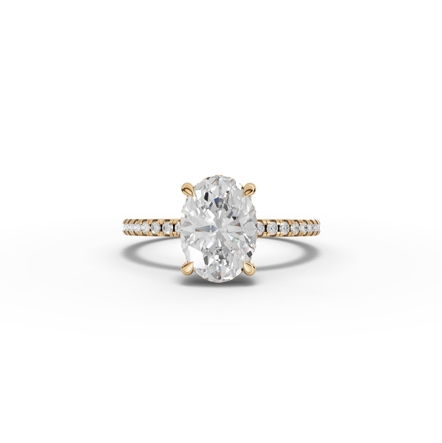 1.67 Ct Oval Solitaire Pavé Lab Grown Diamond Ring