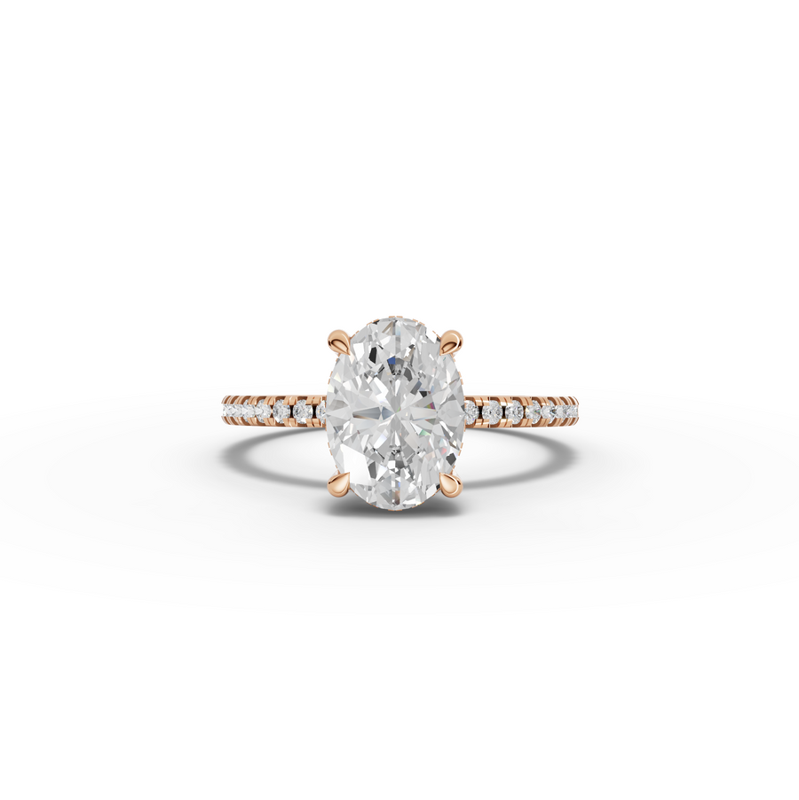 1.67 Ct Oval Solitaire Pavé Lab Grown Diamond Ring