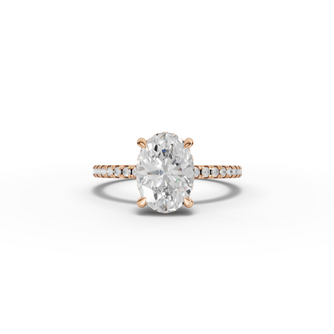 1.67 Ct Oval Solitaire Pavé Lab Grown Diamond Ring