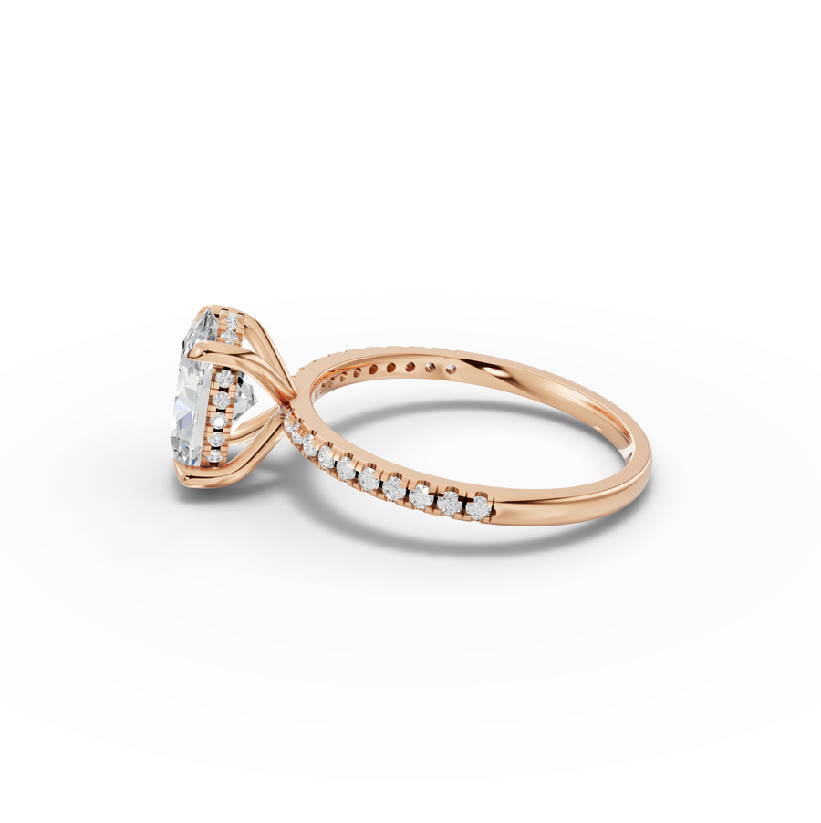1.67 Ct Oval Solitaire Pavé Lab Grown Diamond Ring
