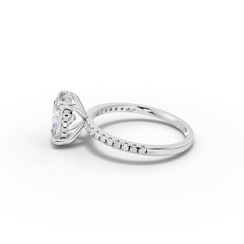 1.67 Ct Oval Solitaire Pavé Lab Grown Diamond Ring
