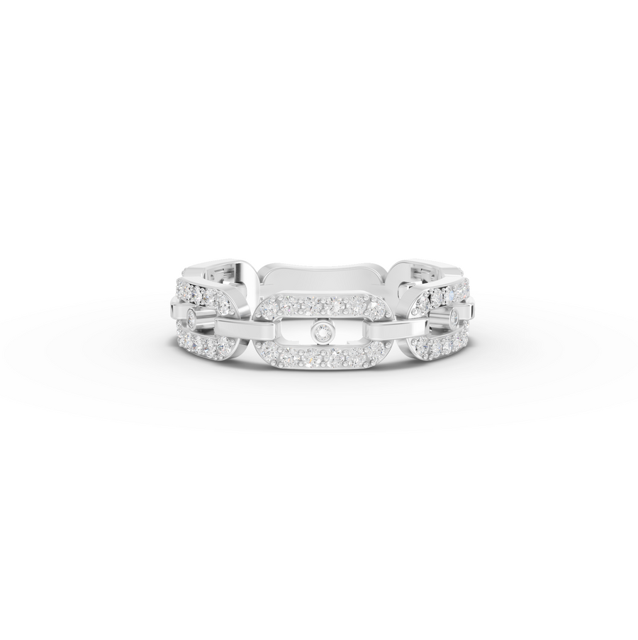 0.50 Ct Pavé Cuban Link Lab Grown Diamond Ring