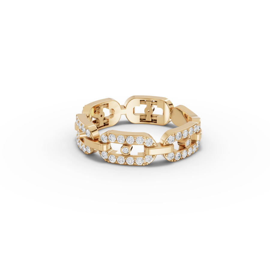 0.50 Ct Pavé Cuban Link Lab Grown Diamond Ring