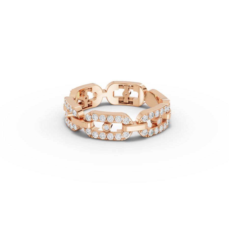 0.50 Ct Pavé Cuban Link Lab Grown Diamond Ring