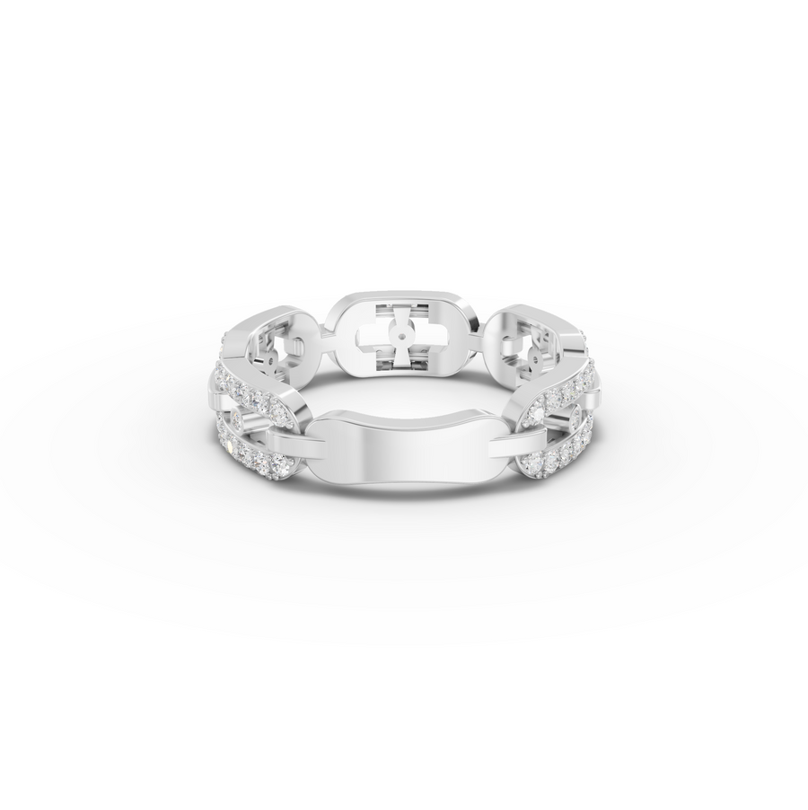 0.50 Ct Pavé Cuban Link Lab Grown Diamond Ring
