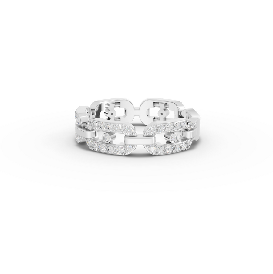 0.50 Ct Pavé Cuban Link Lab Grown Diamond Ring