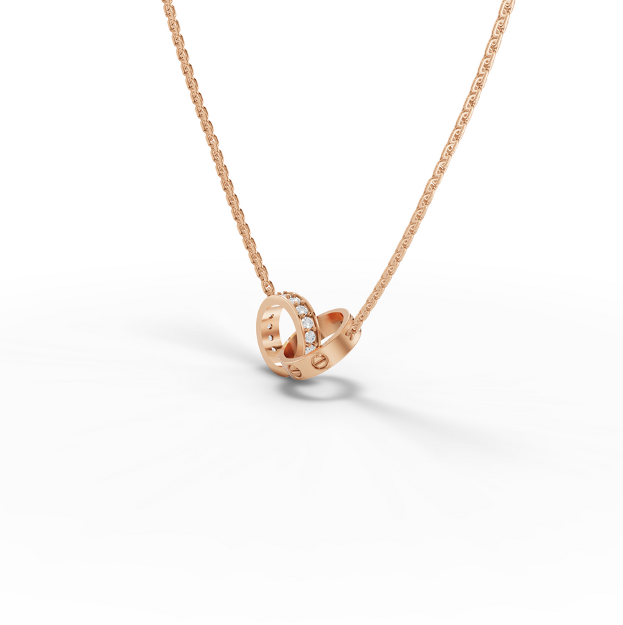 0.20 Ct Interlocking Circle Lab Grown Diamond Pendant Necklace