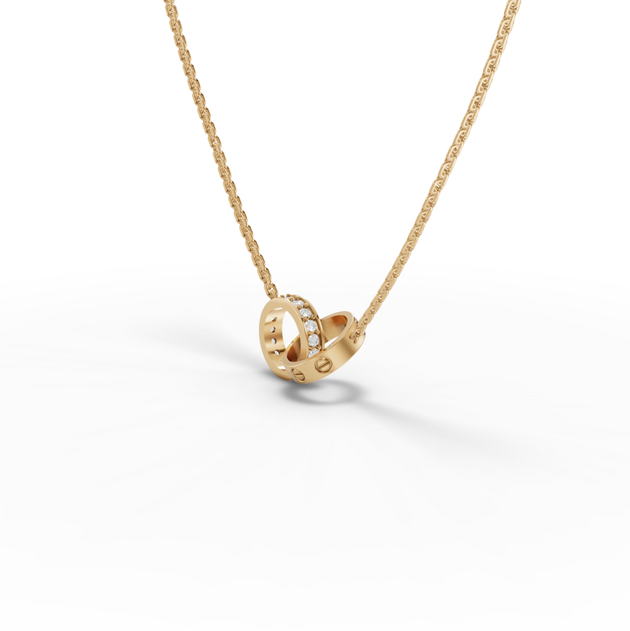 0.20 Ct Interlocking Circle Lab Grown Diamond Pendant Necklace