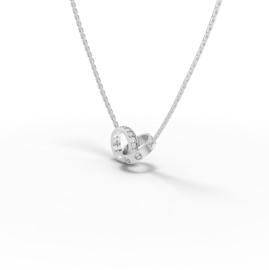 0.20 Ct Interlocking Circle Lab Grown Diamond Pendant Necklace